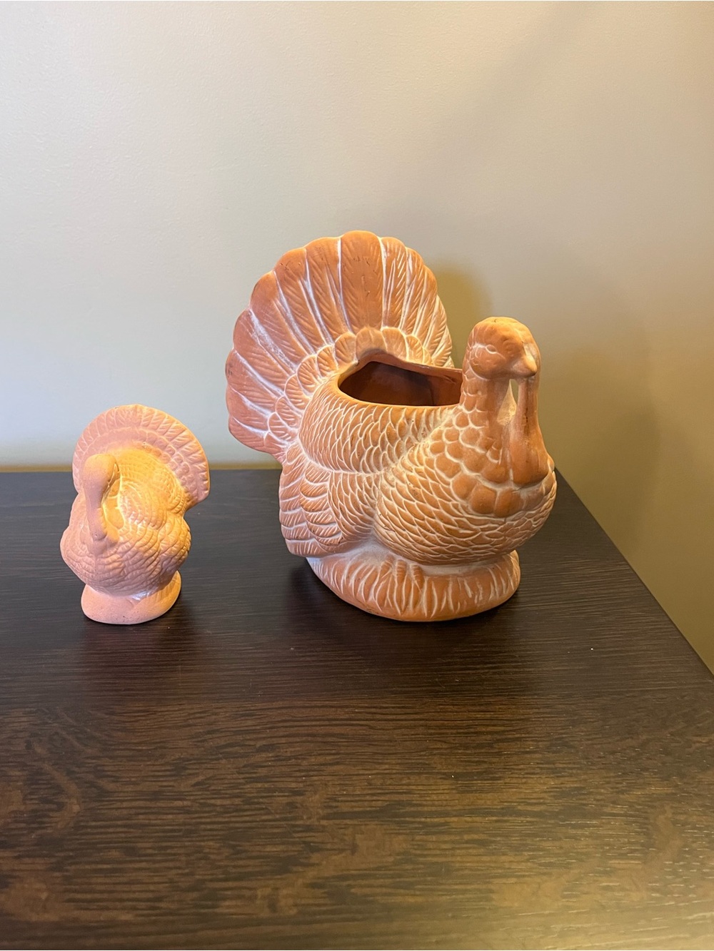 Vintage Holland Floral Terracotta Turkey Planter with Bonus Turkey Thanksgiving